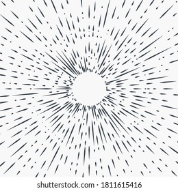 Star burst design element on white background. Sun burst, star burst sunshine. Radiating from the center of thin beams, lines