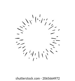 Star burst doodle design. Hand drawn sunburst. Shine light lines and sparks.