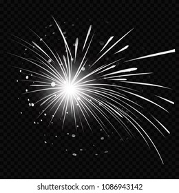 Star burst with dust and sparkle isolated. Glow light effect with rays and shine particles.