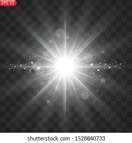 Star burst with dust and sparkle isolated. Glow light effect with rays and shine particles.Sparkling magical dust particles. Magic concept.