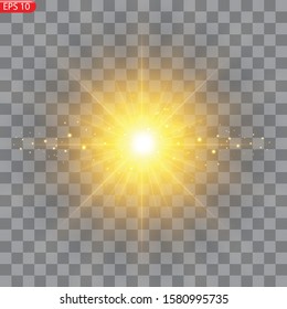 Star burst with dust and sparkle isolated. Glow light effect with rays and shine particles.Sparkling magical dust particles. Magic concept.