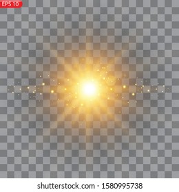 Star burst with dust and sparkle isolated. Glow light effect with rays and shine particles.Sparkling magical dust particles. Magic concept.