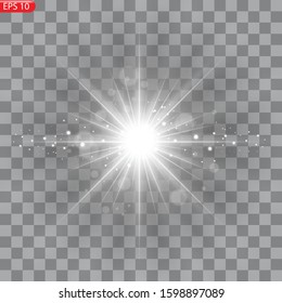 Star burst with dust and sparkle isolated. Glow light effect with rays and shine particles.Sparkling magical dust particles. Magic concept.