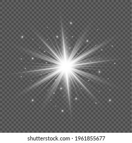 Star burst with dust and sparkle isolated. Glow light effect with rays and shine particles.Sparkling magical dust particles. Magic concept