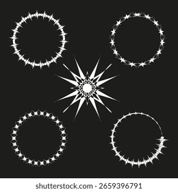 Stern-Burst-Element. Konzentrisches Kreismuster. Abstraktes Vektordesign. Dynamische kosmische Illustration. EPS 10.
