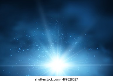 Star burst in foggy space vector background. Eps10.
