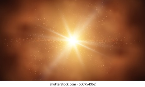 Star burst in foggy space vector background. Eps10.