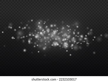 Star burst glare with sparkles on transparent background. Christmas shining flare bokeh. Glitter special light effect. White dust sparks glitter, star night sky, space, dusty shine lights. Vector