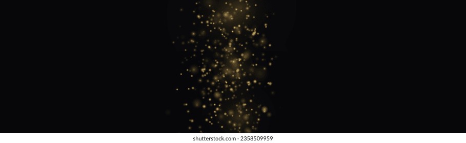 Star burst gold sparkles. Sparkling magical dust particle. Defocused Christmas background. Yellow sparks glitter special blur bokeh effect. Lens flare light sparkle, shiny glittering glow stars vector