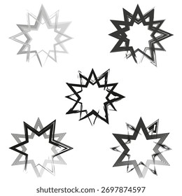 Symbol für Sternenburst. Graues Vektormuster. Dynamisches Formarray. Weißes Hintergrundbild. EPS 10.