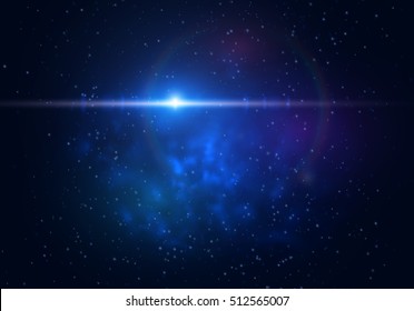 Star burst with lens flare space and nebula vector background. EPS10.