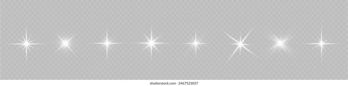 Star burst with light, white sun rays.	