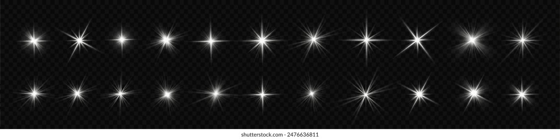 Star burst with light, white sun rays.	