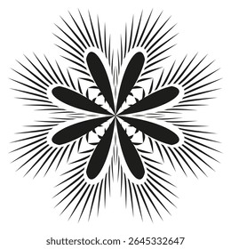 Padrão de intermitência de estrela. Design de espiga de radiação. Forma de explosão vetorial. Elementos de raios dinâmicos.