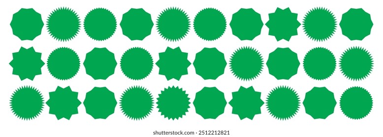 Star burst price icon. Promo stickers with star edges. Star burst price icon. Round sale tag badge. Circle sale buttons. Sunburst label