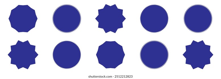Star burst price icon. Promo stickers with star edges. Star burst price icon. Round sale tag badge. Circle sale buttons. Sunburst label