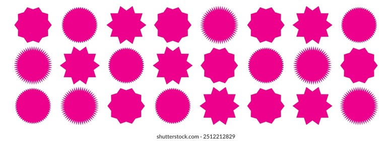 Star burst price icon. Promo stickers with star edges. Star burst price icon. Round sale tag badge. Circle sale buttons. Sunburst label