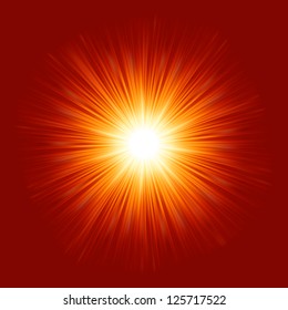 Star Burst Red And Yellow Fire. EPS 8 Vector File Included