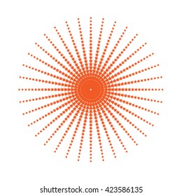 Star burst round orange particles sign