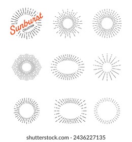 Star burst set. Celebration decoration. Linear icons.