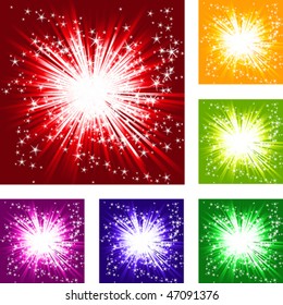 star burst, six colored illustration