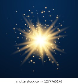 Star burst with sparkle isolated. Glow light effect with rays. Vector illustration.
