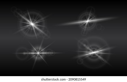 Sternenstaub und funkelnde Set Glüheffekt mit hellem Glanz. Vektorglitter-Illustration.