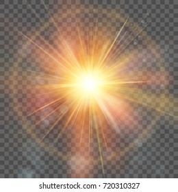 Star burst with sparkles. Explosion on transparent background. Lens flare, rays, star. And also includes EPS 10 vector