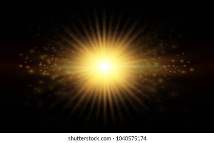 Star burst with sparkles. Gold glitter
