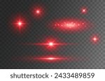 Star burst with sparkles isolated on transparent background. Sun flash with rays or red spotlight set. Glow flare light effect