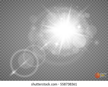 Star burst with sparkles. Light effect. Gold glitter texture.