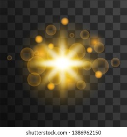 Star burst with sparkles and special glow light effect. Transparent glow light effect.