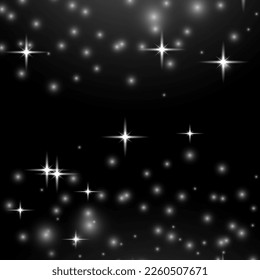 Star burst with sparkles. White sparks glitter special blur bokeh effect. Sparkling magical dust particles. Defocused Christmas background. Lens flare light sparkle, shiny glittering glow stars vector