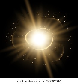 Star burst with sparks, light effect on black background, white colorStar burst with sparks, light effect, golden color