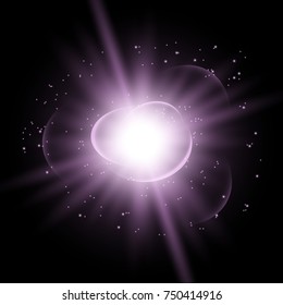 Star burst with sparks, light effect on black background, white colorStar burst with sparks, light effect, purple color
