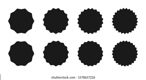 Star burst sticker set. Black flat price tags explosion silhouettes, starburst retro sale badge. Vector illustration. Star blank label, stickers emblem Set of starburst badges Sunburst stickers. 