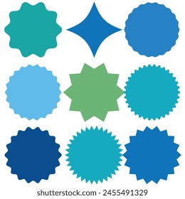 Star Burst Aufkleber Vektorgrafik Set. Sterne Kollektion. Sterne-Symbole. Starburst Blumenverkaufsabzeichen. Sternenleeres Etikett, Aufkleber Emblem. Symbol-Illustration glänzen. Sonnenstrahlrahmen, Qualitätszeichen, Verkaufssymbol