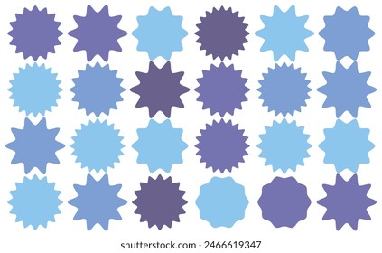  Star burst sticker vector set. Stars collection. Star icons. Starburst flower sale badge. Star blank label, stickers emblem. Shine symbol illustration. Sun ray frames, quality signs, sale icon