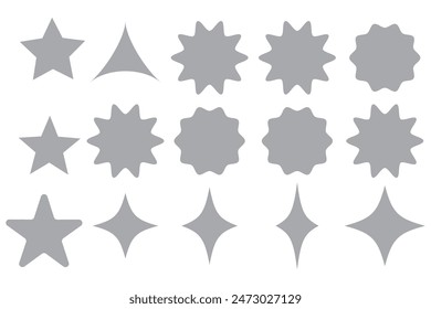  Star burst sticker vector set. Stars collection. Star icons. Starburst flower sale badge. Star blank label, stickers emblem. Shine symbol illustration. Sun ray frames, quality signs, sale icon