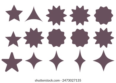  Star burst sticker vector set. Stars collection. Star icons. Starburst flower sale badge. Star blank label, stickers emblem. Shine symbol illustration. Sun ray frames, quality signs, sale icon