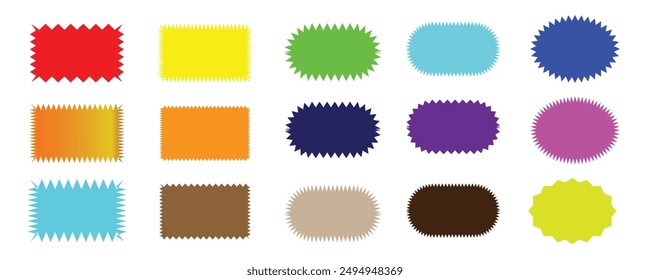 Star burst sticker vector set. colorful sun, Stars collection. Star icons. starburst flower sale badge. Star blank label, stickers emblem. Shine symbol illustration. Sun ray frames, quality sign
