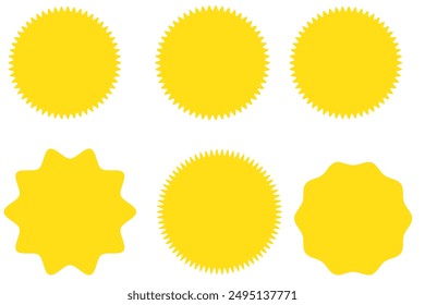 Star burst sticker vector set. Stars collection. Star icons. Starburst flower sale badge. Star blank label, stickers emblem. Shine symbol illustration. Sun ray frames, quality signs, sale icon