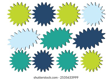 Star burst sticker vector set. Stars collection. Star icons. Starburst flower sale badge. Star blank label, stickers emblem. Shine symbol illustration. Sun ray frames, quality signs, sale icon