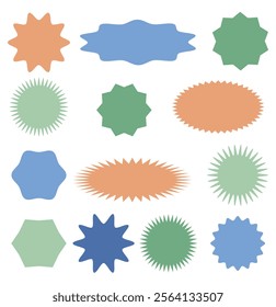 Star burst sticker vector set. Stars collection. Star icons. Starburst flower sale badge. Star blank label, stickers emblem. Shine symbol illustration. Sun ray frames, quality signs, sale icon