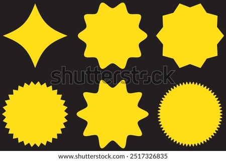 Star burst sticker vector set. Stars collection. Star icons. Starburst flower sale badge. Star blank label, stickers emblem. Shine symbol illustration. Sun ray frames, quality signs, sale icon