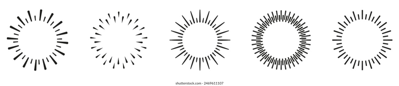 star burst sun ray circle frame. Retro vintage round sun ray ornate