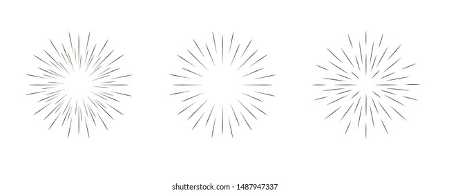 Star burst, sun burst sunshine. Radiating from the center of thin beams, lines. Design element for logo, signs. Vector illustration 