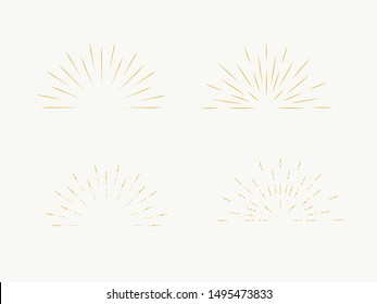 Star Burst, Sun Burst Sunshine. Radiating From The Center Of Thin Beams, Lines. Design Element For Logo, Signs. Vector Illustration 