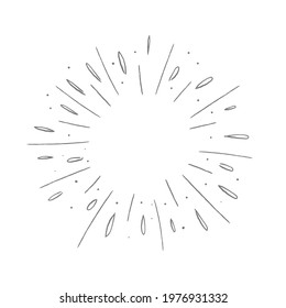 Star burst or sunburst doodle illustration. Hand drawn firework design element. Vector illustration.