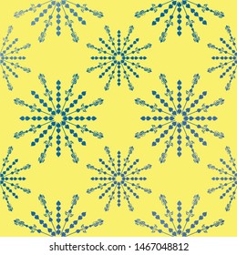 star burst toile inspired pattern design in yellow and blue